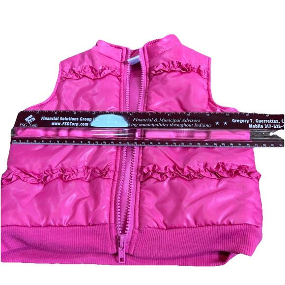 Kids Play Baby Girls Puffer Vest Jacket Full Zip Up Pink Ruffle accent 6-9 Month - Picture 10 of 10